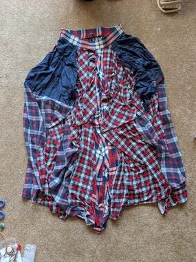 TOV Holy The Damsels Red & Navy Plaid Maxi Skirt